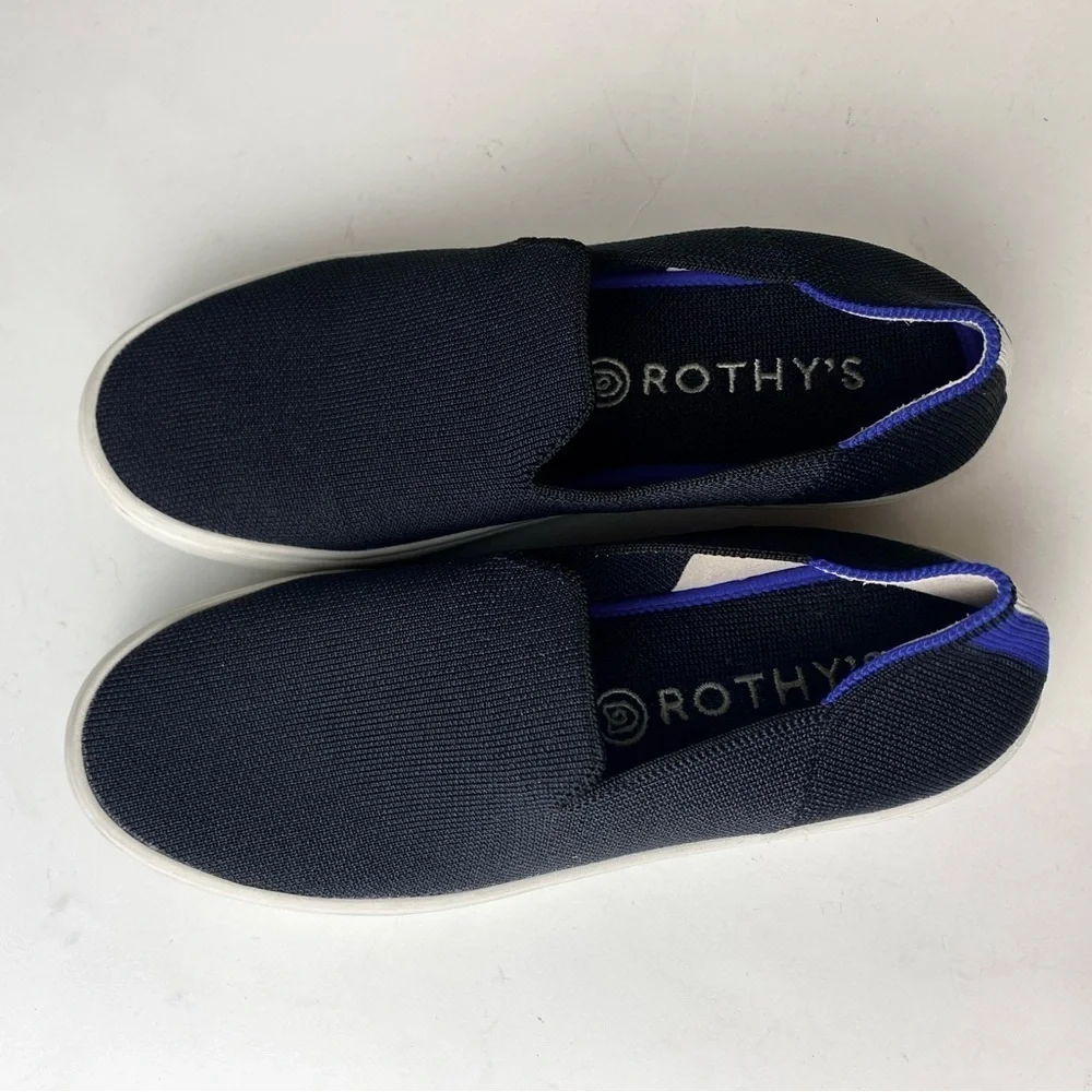 Rothy's The Original Slip On Knit Sneaker Black Washable Sustainable 6.5